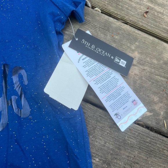 TORONTO BLUE JAYS New Era 5th & Ocean Blue Glitter Cotton T-shirt Women’s XS - Picture 2 of 9